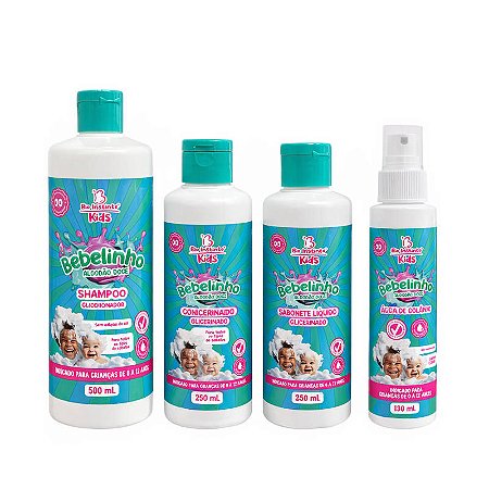 Kit Infantil Cabelo e Corpo Bebelinho Fragância Algodão Doce