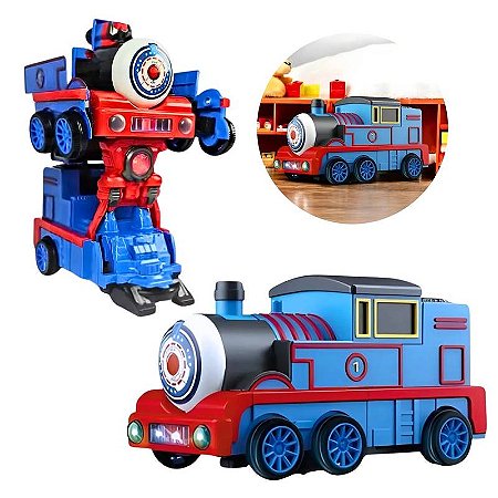Trenzinho Transformers que Vira Robô com Música e Led