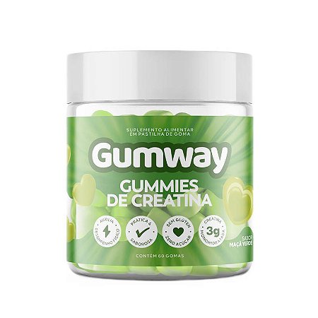 60 Gomas de Creatina Maçã Verde Sem Lactose Sem Glúten