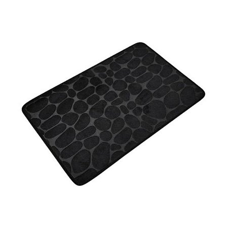 Tapete Banheiro Pedras Preto Soft Super Absorvente 40x60cm