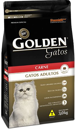 Ração Golden Gatos Adultos Carne 3Kg