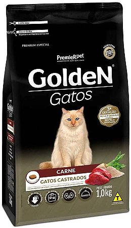 Ração Golden Gatos Castrados Carne 1 Kg