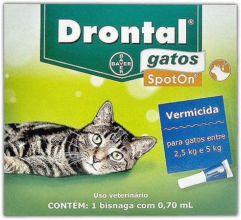 Vermífugo para Gatos Drontal Spot On 2,5kg a 5kg Bayer