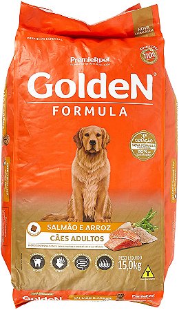 Ração para Cães Adultos Golden Fórmula Salmão e Arroz 15 Kg