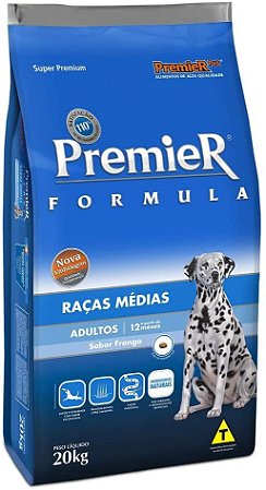 Ração Premier Formula Cães Adultos Raças Médias Sabor Frango 20 Kg