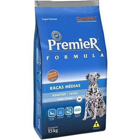 Ração Premier Formula Cães Adultos Raças Médias Sabor Frango 15Kg