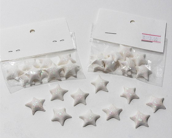 Estrelas de biscuit com glitter - pacote com 10 peças