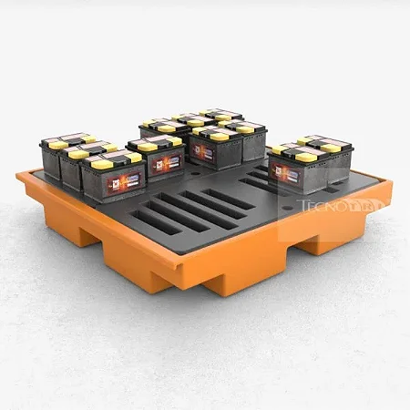 Pallet de Contenção Reforçado para Baterias PL042 - 150L (1300x1340x230)