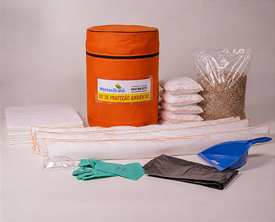 Kit Proteção Ambiental 50 Litros Bombona com Capa de Proteção para Absorção de Petróleos e Derivados