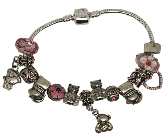 Pulseiras com Berloques banho prata 925