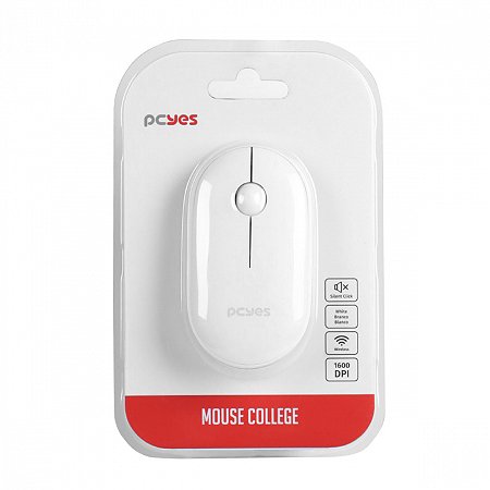 Mouse Sem Fio Bluetooth + Wireless 2,4 GHz RF Branco 1600DPI Silencioso PcYes