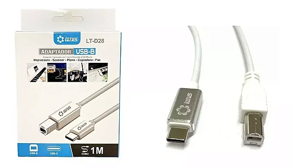 Cabo Impresora USB Tipo C Para USB B 3.0 1 Metro Preto  LOTUS LT D 28