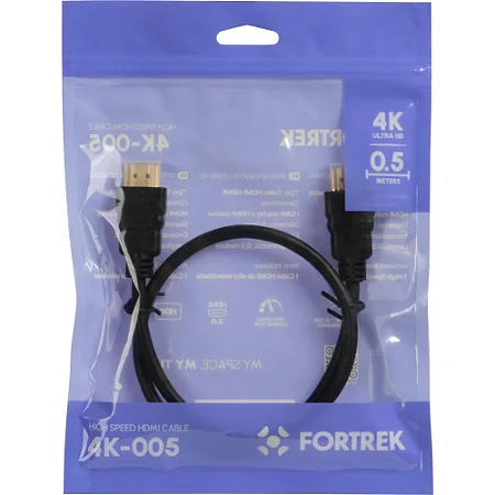 Cabo Hdmi 0,50 Metro Versão 2.0 4K 3D High Speed Fortrek 4k-005