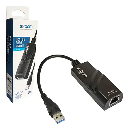 Adaptador De Rede Usb 3.0 Rj45 Gigabit 1000mbps Pc Notebook 10/100/1000MBPS Exbom UL 1200