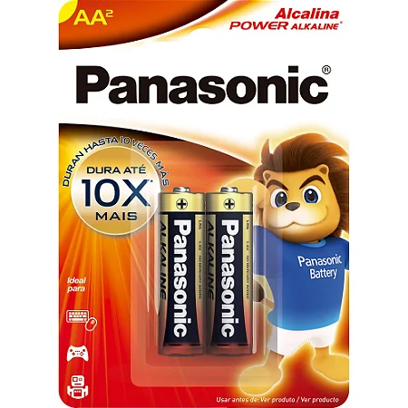 Pilha Pequena AA Alcalina Panasonic Cartela com 2 Pilhas