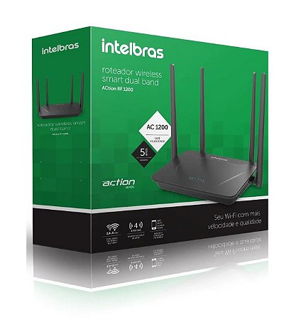 Roteador Wireless Intelbras Dual Band Ac 1200mbps ACtion Rf 1200, Dual Band 300mbps e 867 mbps, 4 Antenas
