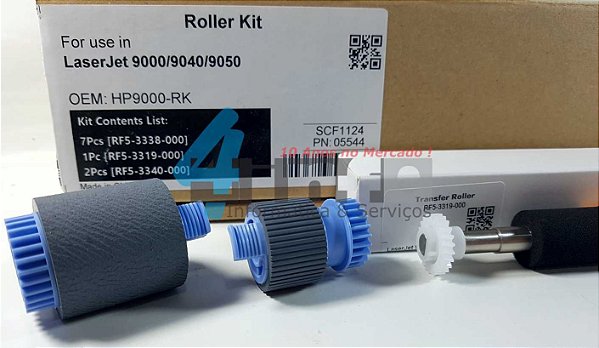 Kit Roletes e Rolo Transferência HP LJ 9000n 9040 9050dn RF5-3338 RF5-3319 RF5-3340