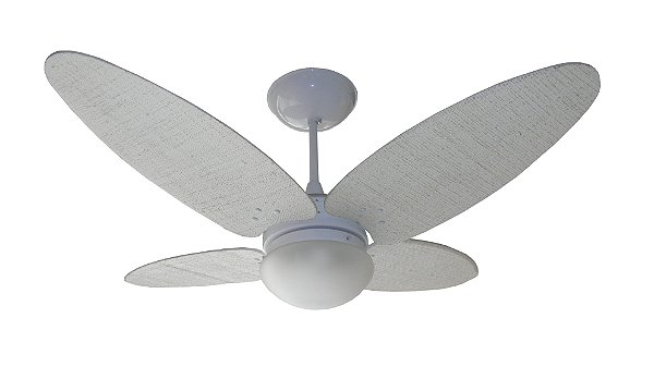 Ventilador de Teto Personalizado Surf - 4 Pás Fibra Buriti Branco - Luminária Flat Jateado