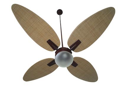 Ventilador de Teto Personalizado Surf - 4 Pás Fibra Buriti Natural - Luminária Flat Jateado