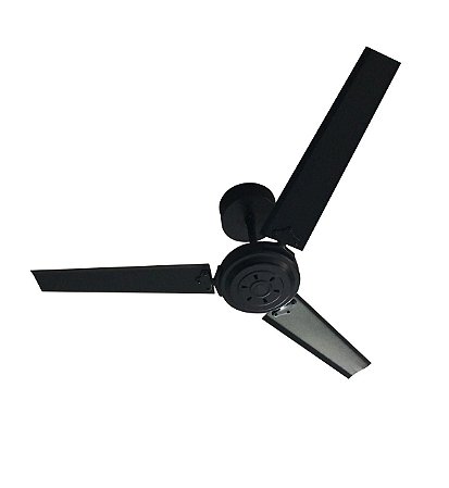 Ventilador de Teto Personalizado Retrô - 3 pás Alumínio Preto - Sem Luminária (motor aparente)