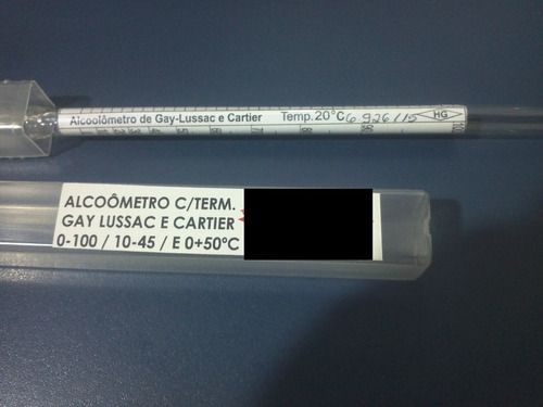 Alcoómetro (escala Cartier & Gay Lussac) Com Termómetro