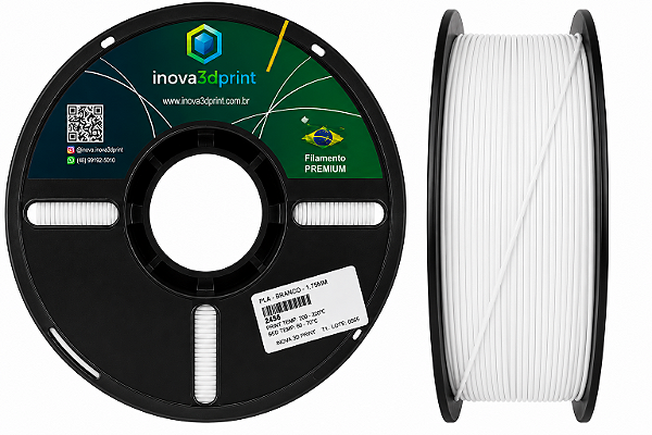 Filamento PLA PREMIUM Inova3DPrint 1,75mm - BRANCO