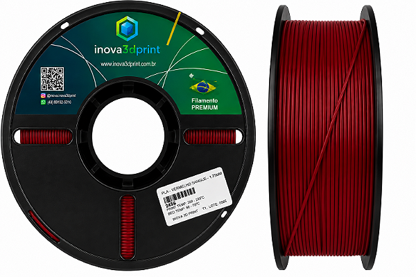 Filamento PLA PREMIUM Inova3DPrint 1,75mm - VERMELHO SANGUE