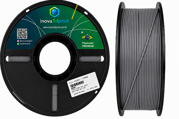 Filamento PLA PREMIUM Inova3DPrint 1,75mm - CINZA