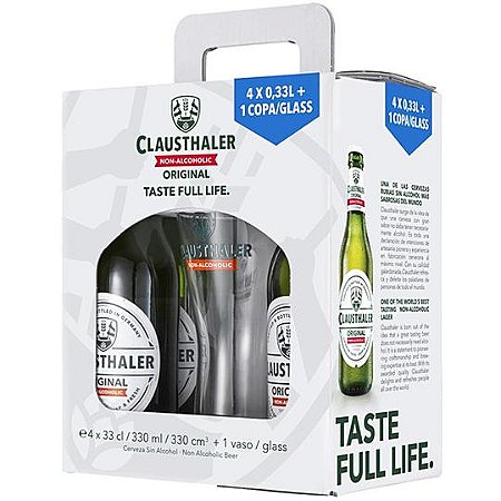 Kit Cerveja Clausthaler Original Sem Alcool (4 Unidades) + Copo - 330ML