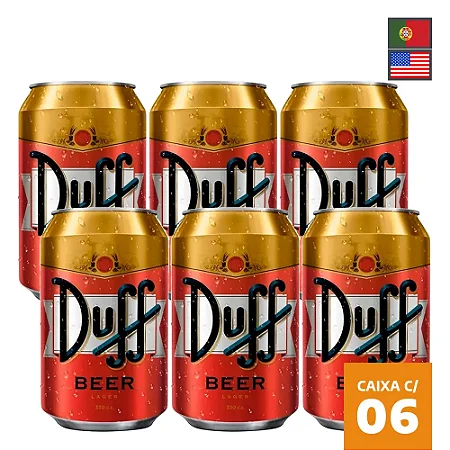 Pack 6un Cerveja Duff Beer Lager Lata 330ml