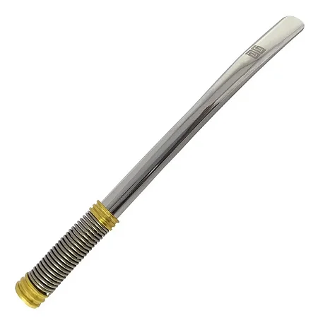 Bomba de Tereré Black Erva Lisa c/ Mola Externa Dourada Inox 19cm