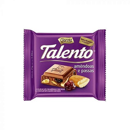 Chocolate Talento Mini Amendoas e Passas 25g