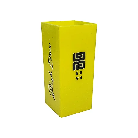 Copo de Plástico Black Erva Quadrado Amarelo Fluor 350ml