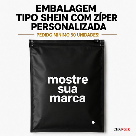 50 unids Saco Ziper Preto Fosco Personalizado