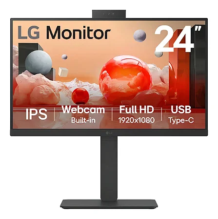 Monitor LG B2B Webcam 24BA850-B 23,8” Full HD IPS 100Hz Preto