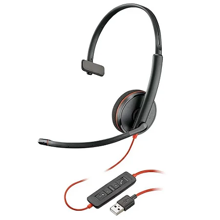 Headset Poly Plantronics Blackwire C3210 USB-A Preto