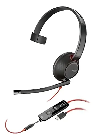 Headset Poly Plantronics Blackwire C5210 USB-A + P2 3,5 mm Preto