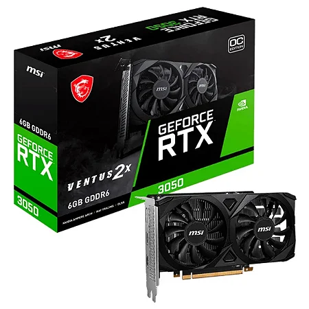 Placa de Vídeo MSI GeForce RTX 3050 Ventus 2X OC 6GB GDDR6 96 Bits