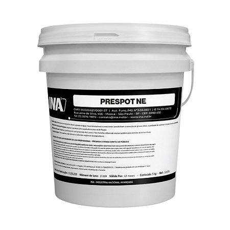 INA Prespot 5KG Pasta Detergente Neutro Removedor de Manchas Pré-lavagem