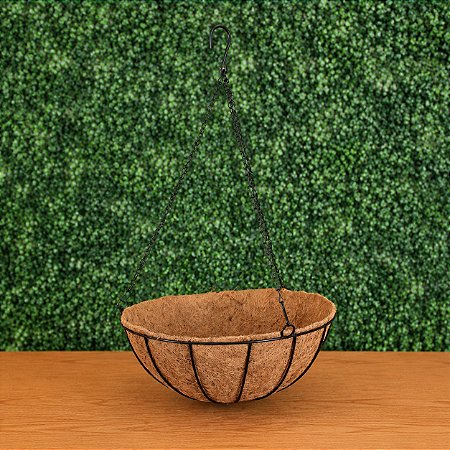 Vaso De Pendurar 40cm Pendente Ferro Fibra Coco