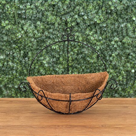 Meio Vaso 35cm Parede De Ferro Com Fibra Coco 18401