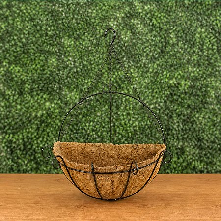 Meio Vaso 30cm Pendente De Ferro Fibra Coco