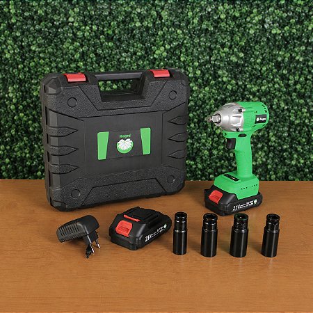 Chave de Impacto a Bateria Hagra 21V 350Nm com 2 Baterias e Kit de Soquetes