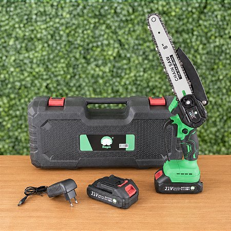 Mini Motosserra Elétrica 8 Polegadas Recarregável Bivolt 110v/220v 2 Baterias + Maleta
