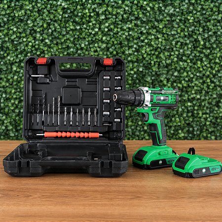 Parafusadeira Furadeira 48V 2 Baterias Com Maleta e 26 Bits Acessórios Completo