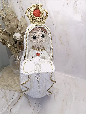 Nossa Senhora de Fátima Amigurumi - Porta-Alianças Luxo (28 cm)