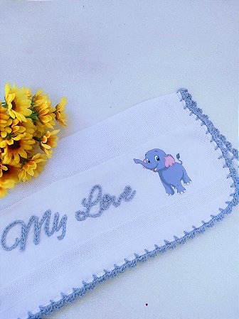 Fralda de Boca Personalizada com Nome e Desenho – Premium (34x40 cm)