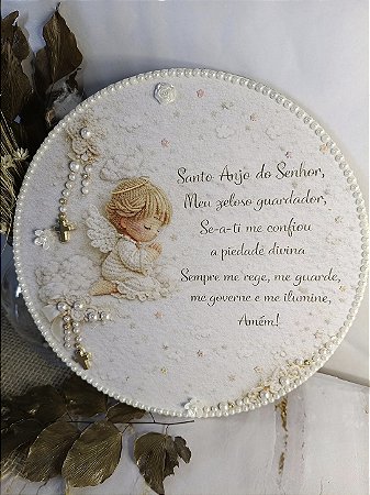 Placa Decorativa Santo Anjo – Acabamento Premium (20x20cm)