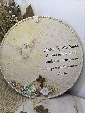 Placa Decorativa Divino Espírito Santo – Acabamento Premium (20x20cm)
