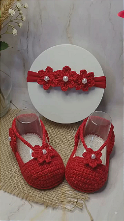 Sapatinho flor vermelho